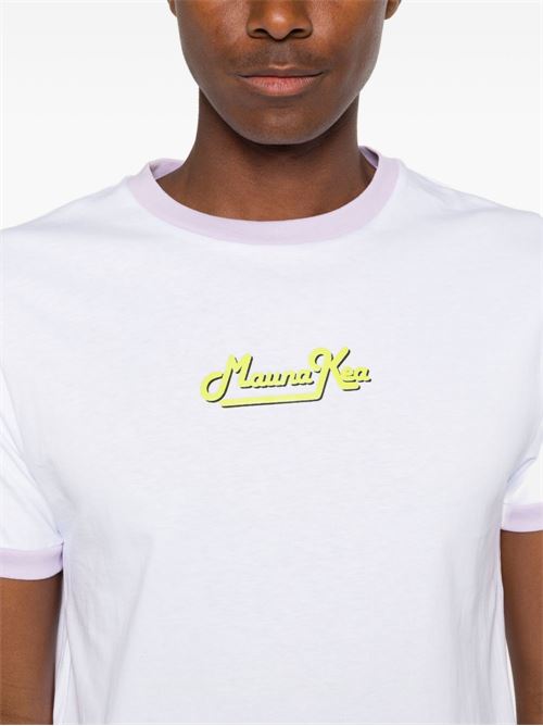 T-shirt uomo Mauna Kea bordino contrasto bianco lilla MAUNA KEA | MKU103MKT100